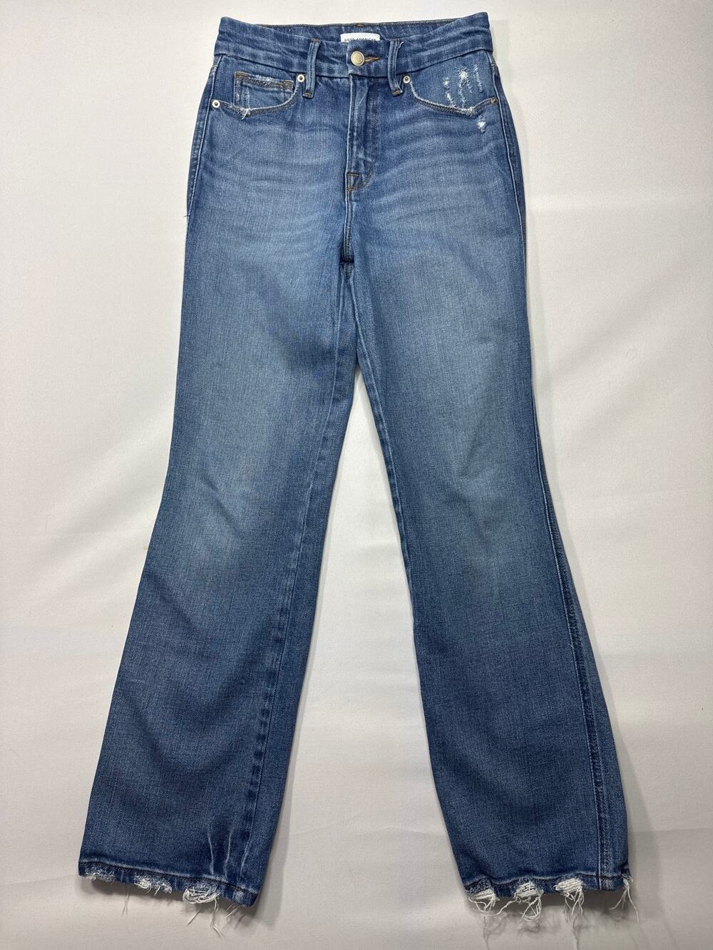 Good American Women's Good Curve Straight Stretch Blue Jeans - 00/24‎ (24x28)